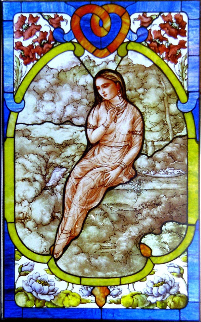 Stained glass windows painted and baked at a very high temperature ("GranFuoco") – Sacred and profane
